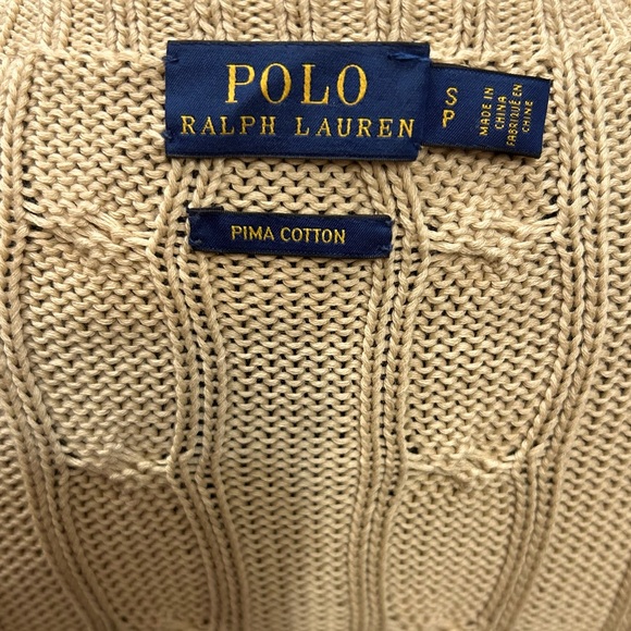 RALPH LAUREN Cable Knit Pullover Sweater Tan Pima Cotton Fitted Top Like New! - Picture 10 of 12